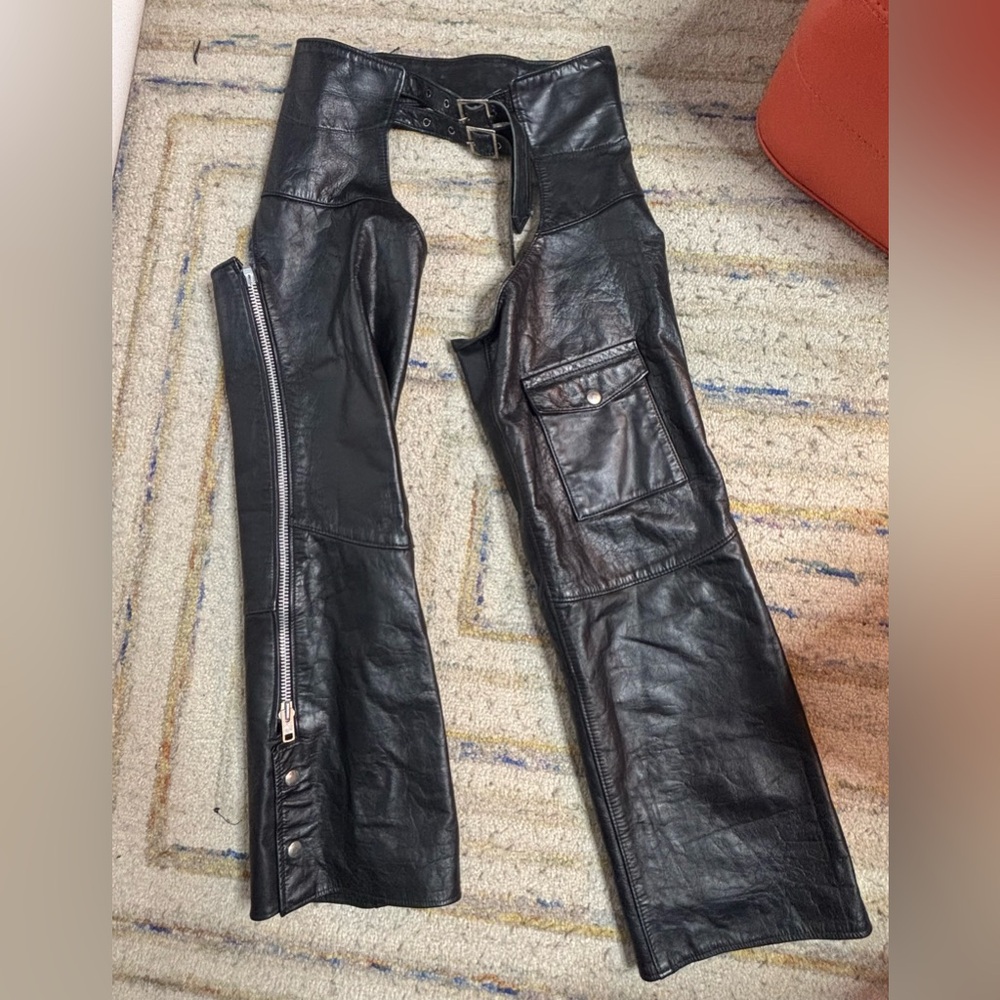 VTG Sears Black Leather Chaps